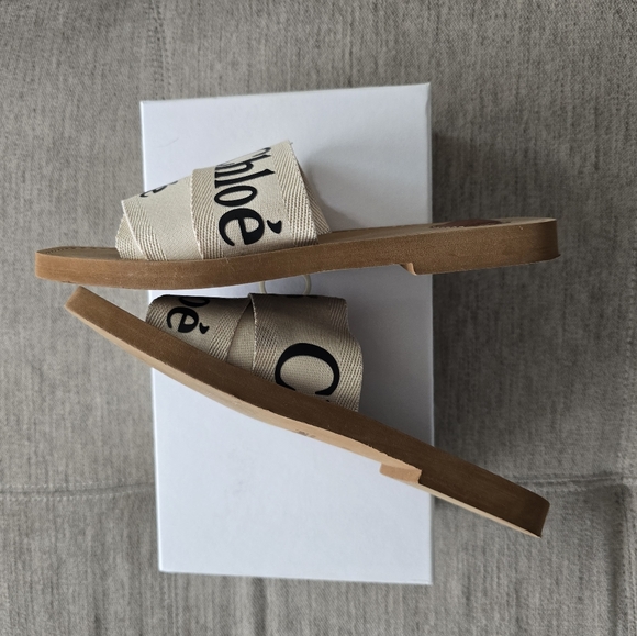 Chloe Woody Logo Slide Sandals Auth W/ Box & Dust Bags Sz 39 - Picture 9 of 12